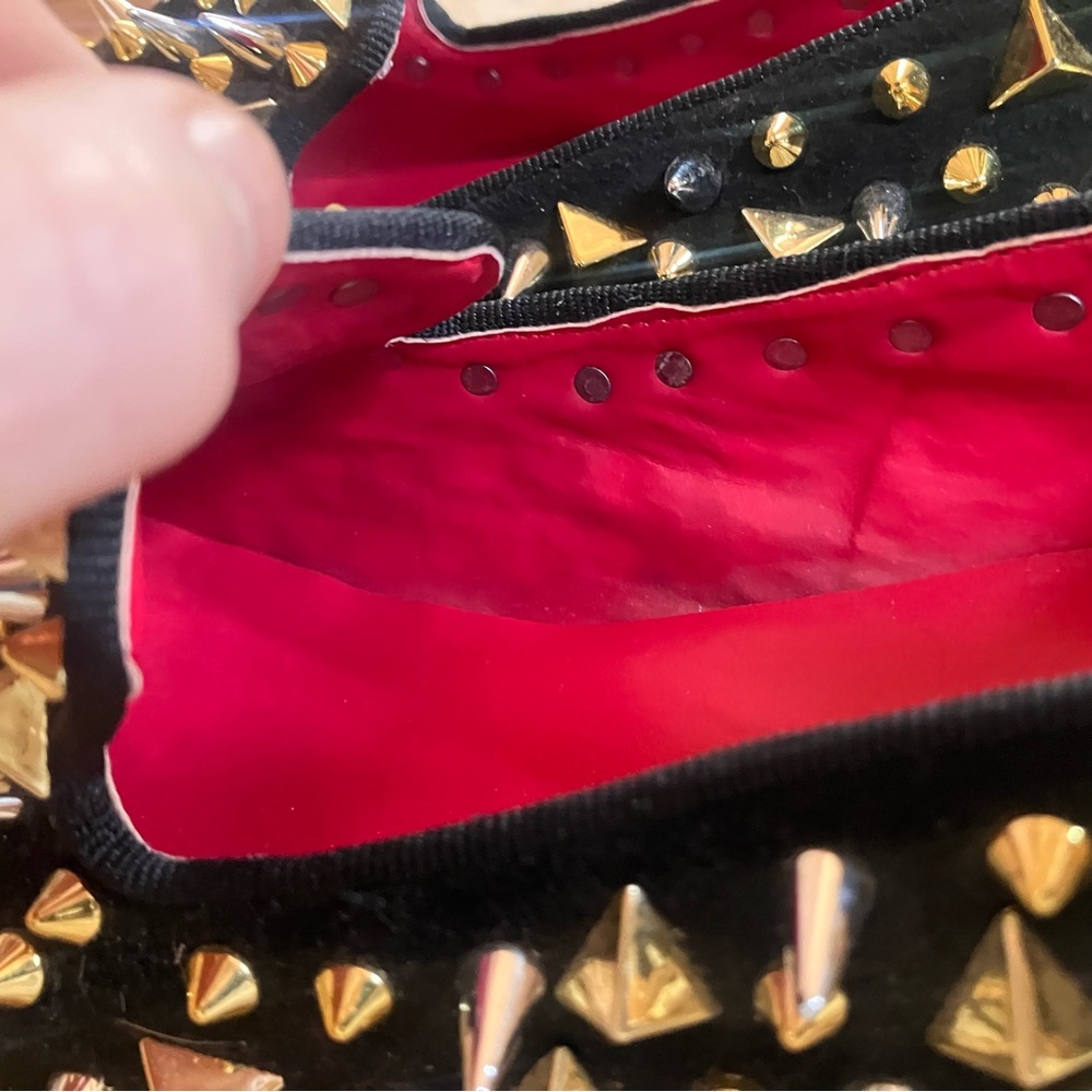 Black Studded Slip-On Loafers with Gold And Silver Spikes - Picture 10 of 15